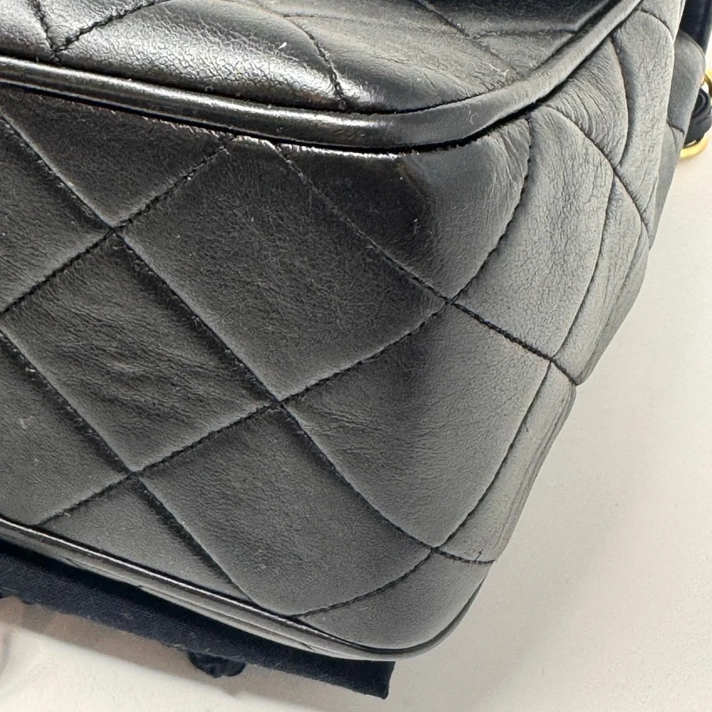 💯💎Authentic💎CHANEL Rare Black Lambskin XL CC Quilted Flap Bag 24k GP Hardware